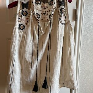 Cost Plus World Market Cream and Black Blouse